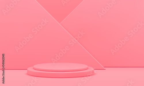 Pink cylinder pedestal geometric triangle 3d background product presentation showcase vector © provectors