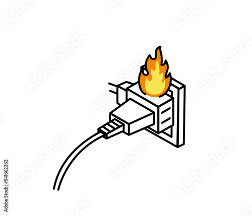 電源タップから火災が発生するイラスト