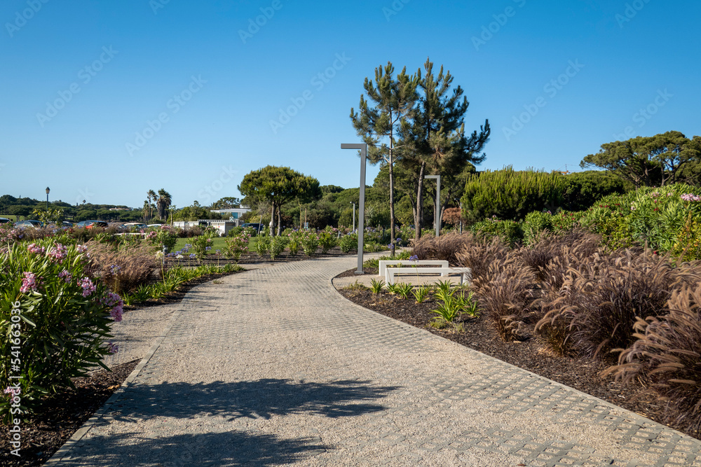 Calm relaxing walking stone path in Quinta do Lago region Calm relaxing walking stone path in Quinta do Lago region