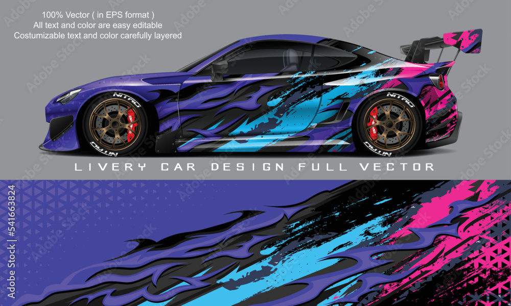 car livery graphic vector. abstract grunge background design for vehicle vinyl wrap and car branding	 - obrazy, fototapety, plakaty 