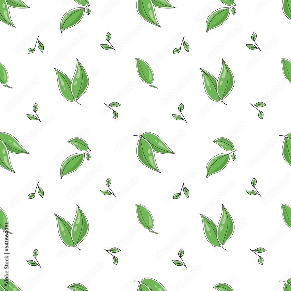 Vector seamless pattern tea leaves. Vector seamless pattern tea leaves.
