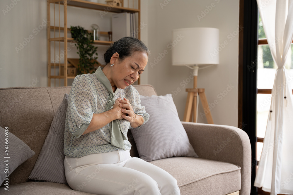 sick old senior woman suffering from stomachache, diarrhea ...