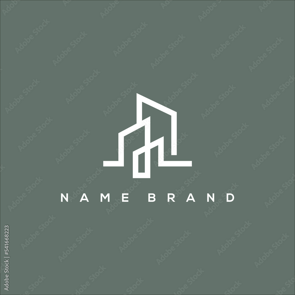 A line art icon logo of a building/ skyline A line art icon logo of a building/ skyline