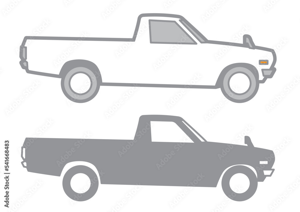 RETRO JAPANESE PICKUP - VECTOR ILLUSTRATOR ON WHITE BACKGROUND - SPORTCAR_T115 : 541668483