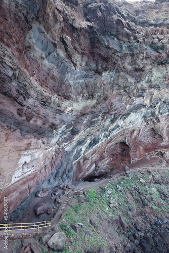 The cliffs of Playa de Nogales on the island of La Palma. Canary Islands. Spain