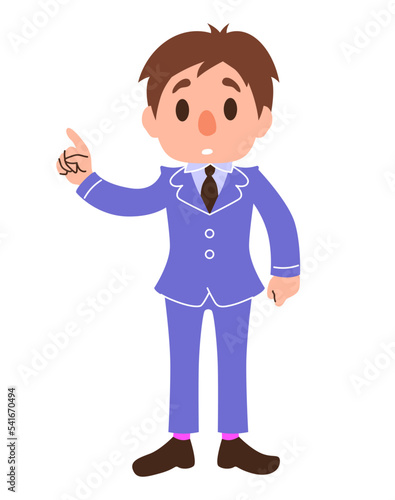 Man presenting pose wear business suit. Businessman character illustration