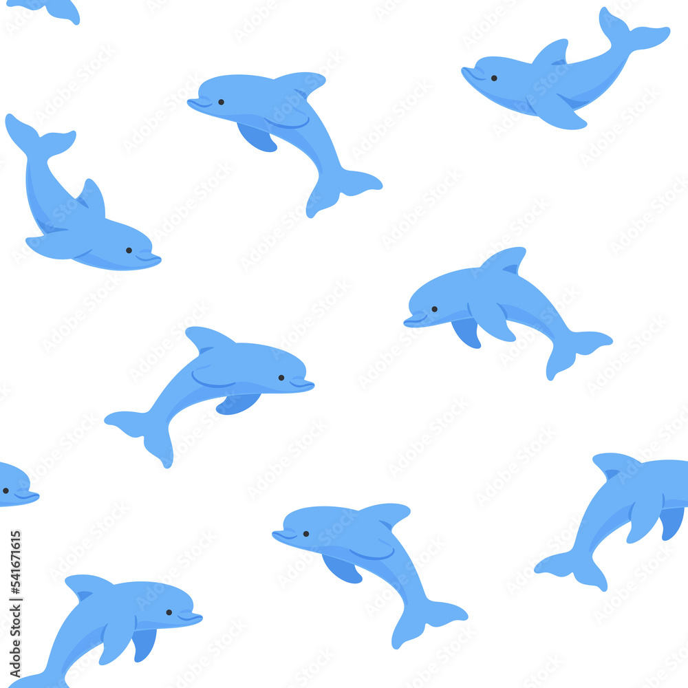 Simple seamless trendy animal pattern with dolphin. Cartoon vector illustration. Simple seamless trendy animal pattern with dolphin. Cartoon vector illustration.