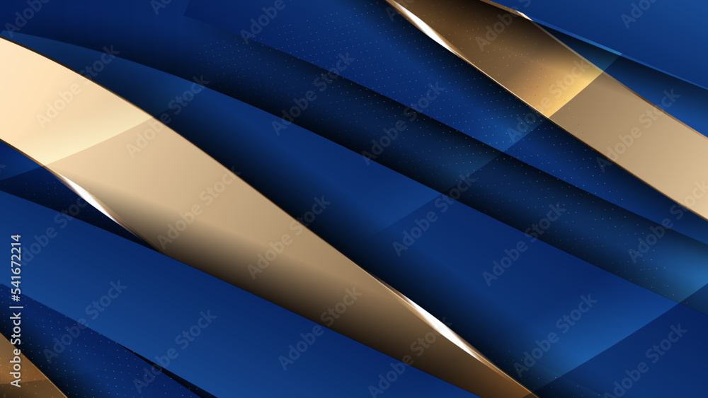 Abstract template blue geometric diagonal background with golden line. Luxury background with modern 3d bronze style. Abstract template blue geometric diagonal background with golden line. Luxury background with modern 3d bronze style.