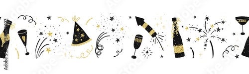 Fotografie, Obraz Fun hand drawn doodle new years elements, great for textiles, wrapping, banner,