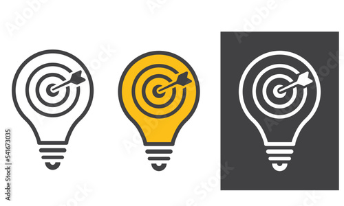 Light bulb in it target with an arrow in the target.