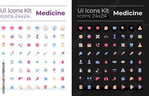 UI icons Medicine flat color set of icons bundle
