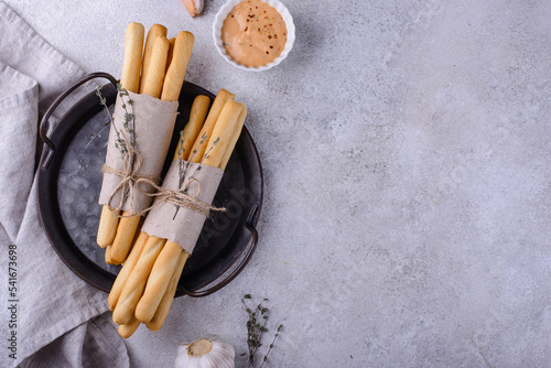 Italian grissini, traditional appetizer breadstick