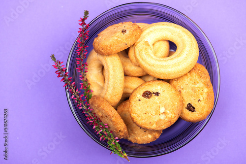 Delicious butter cookie or biscuits. Sweet homemade pastry. photo