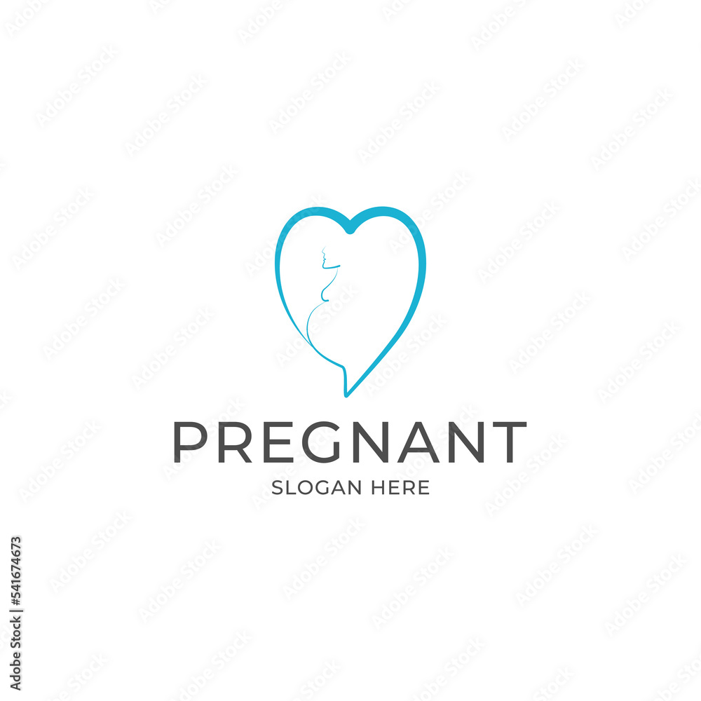 pregnant with love logo design vector