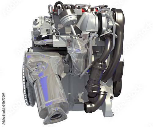 Car Engine 3D rendering on white background © 3D Horse
