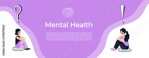 Psychological help on the website and mobile app. Mental health. Girl with emotional sickness. Online Psychiatrist Doctor.