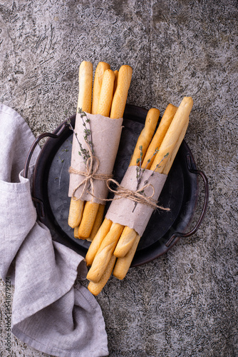 Italian grissini, traditional appetizer breadstick