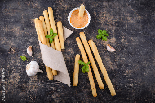 Italian grissini, traditional appetizer breadstick photo