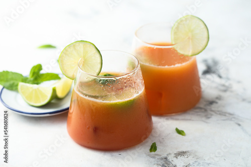Refreshing watermelon strawberry cocktail