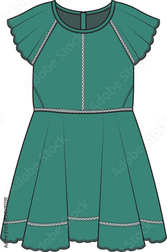 GIRLS AND TEENAGER WEAR WOVEN DRESS VECTOR ILLUSTRATION