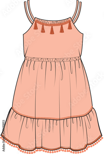 GIRLS AND TEEN WOVEN DRESS VECTOR EPS SKETCH