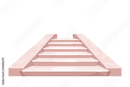 Marble elegant stairs castle fairy interior  fairy medieval object in cartoon style isolated on white background. Ui game asset  indoor construction  stage
