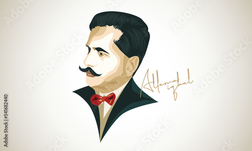 Allama Iqbal Beautiful Portrait Design photo