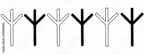 algiz elgiz rune icon set with different style isolated on white background