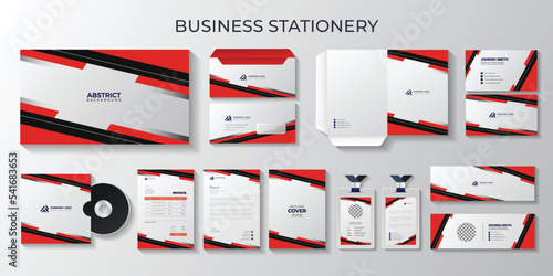 black and Red stationery and identity, branding, Presentation Folder, Business card, Letterhead, Id card, Envelope, Email signature, Presentation folder, Invoice, CD cover, Book Cover design, 