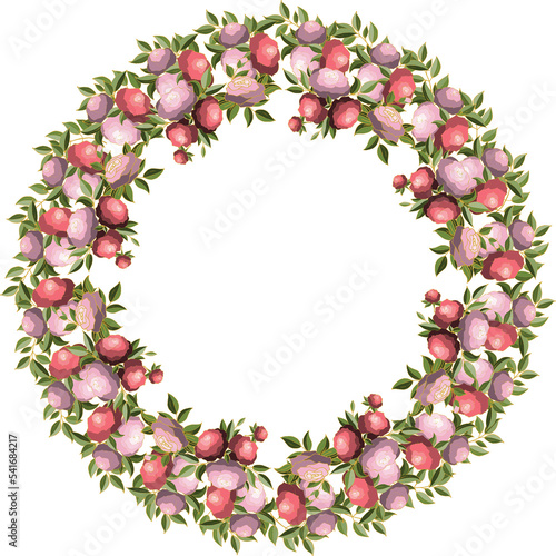 Floral frame png on transparent background. Flowers and leaves. Vector. Colorful element for design in doodle style. 