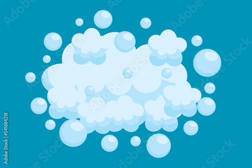 Vector illustration of foam bubbles. Soft foaming soap