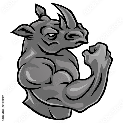 Rhino Logo Design Sports Esport Mascot Character Design Cartoon Vector Art