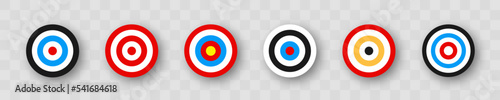 Target collection. Goal.Set of goals. Target icon. Target, call, goal icon.Realistic target and arrow icon. Goal achievement concept. Targets different shapes and color. Vector illustration.