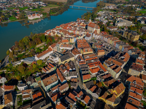 Schärding im Herbst von oben