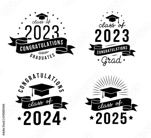 Congratulations grad! Vector lettering for graduation design, congratulation event, party, high school or college graduate.