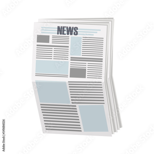 Newspaper pile, stack of magazine with rope in cartoon style isolated on white background. 