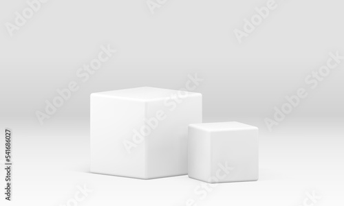 3d cubes squared two pedestal geometric form symmetric foundation platform realistic vector