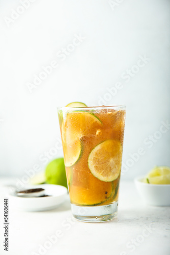 Traditional iced tea with lime