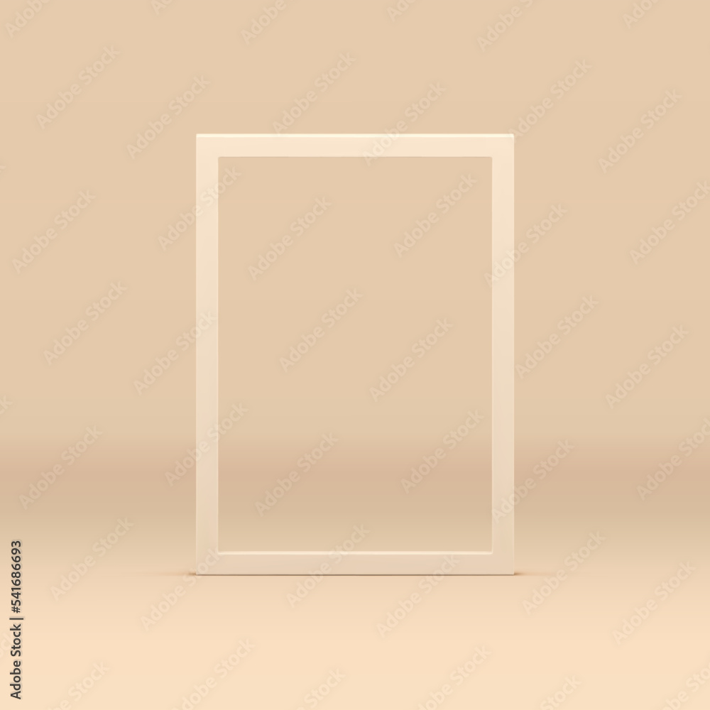 Beige 3d frame rectangular showcase decor element vertical foundation realistic vector Beige 3d frame rectangular showcase decor element vertical foundation realistic vector