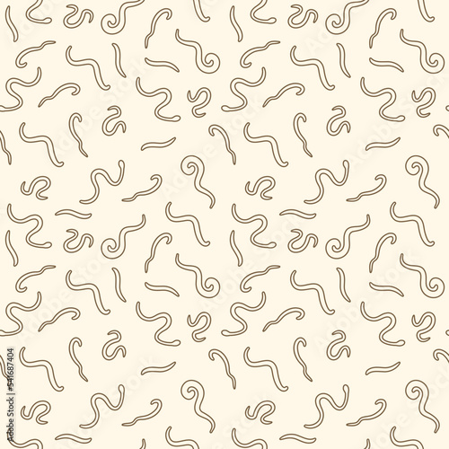 Seamless pattern with Roundworm Helminth - vector linear background