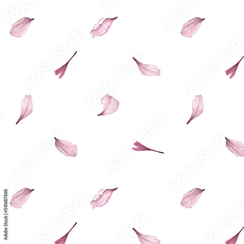 Watercolor seamless pattern with pink peony petals