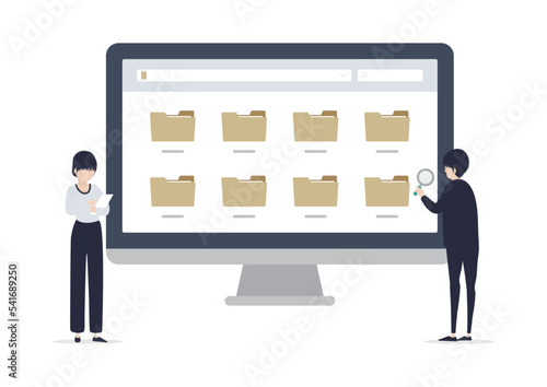 電子データの保存と管理と検索のイラスト素材｜mayucolor02