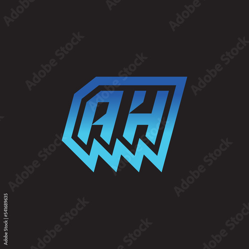 AH initial cool logo design for gaming and esport