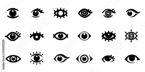 Eye icons. Eye logo vision abstract logo design. Optics clinic research logotype concept icons. Supervision and searching signs. Vector illustration.