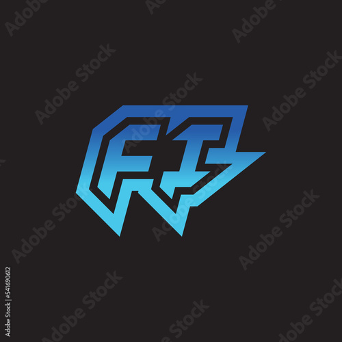 FI initial cool logo design for gaming and esport