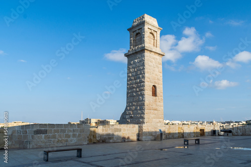 Birgu (Vittoriosa), Malta - The No.2 Battery and tower on Fort St. Angelo.