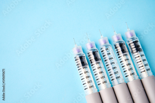 Diabetes equipment insulin syringe, injection pen photo