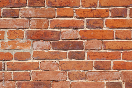 Orange red brick wall texture background