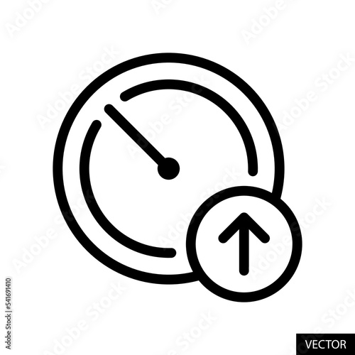 Upgrade performance, Increase speed vector icon in line style design for website, app, UI, isolated on white background. Editable stroke. Vector illustration.