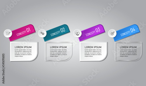 business infographic 3 d, square style, Glass design, can be used for workflow layout, diagram, annual report, web design.Creative banner, label vector, Business Plan.